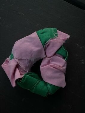 Women’s Fabric Flower Brooch in Pink and Green